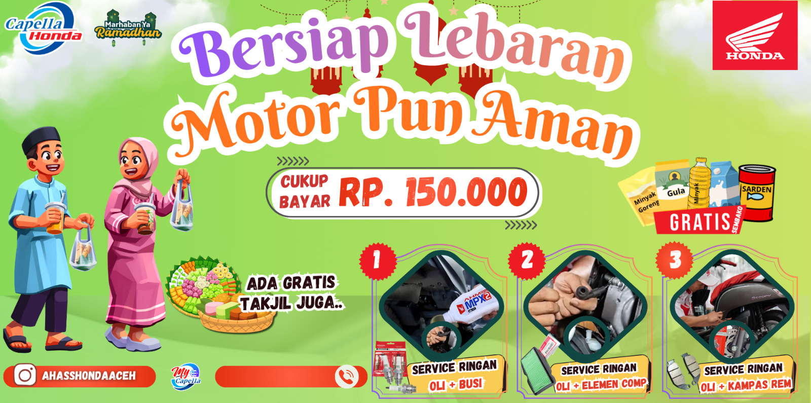 AHASS Honda Aceh Hadirkan Promo Servis Motor plus Gratis Sembako