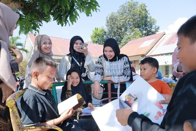 Generasi Z Milenial Membaca menggelar Ekspedisi di Perpustakaan Abdul Muzakir Walad Gampong Wisata Lubok Sukon, Kecamatan Ingin Jaya, Sabtu (11/04/2026). FOTO/ MC ACEH BESAR