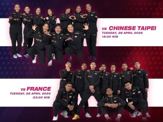 Jadwal Thomas dan Uber Cup 2026 Hari Ini 28 April Tim Indonesia. (Foto: Instagram/@badminton.ina)