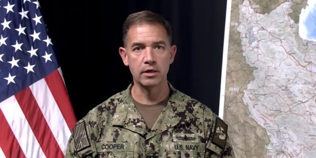 Komandan CENTCOM, Laksamana Brad Cooper (Tangkapan layar RMOL dari siaran YouTube CENTCOM)
