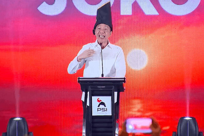Jokowi di Rakernas PSI, Makassar, 31 Januari 2026.(Kanal YouTube Partai Solidaritas Indonesia) Jokowi di Rakernas PSI, Makassar, 31 Januari 2026.(Kanal YouTube Partai Solidaritas Indonesia)