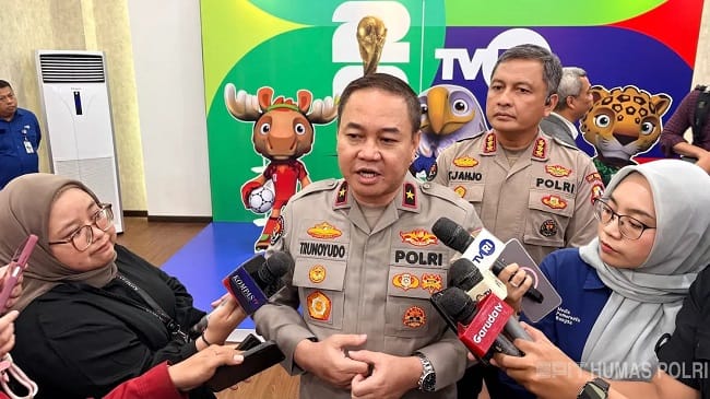 Karo Penmas Divisi Humas Polri Brigjen Trunoyudo Wisnu Andiko saat ditemui di Mabes Polri, Minggu (8/3/2026).