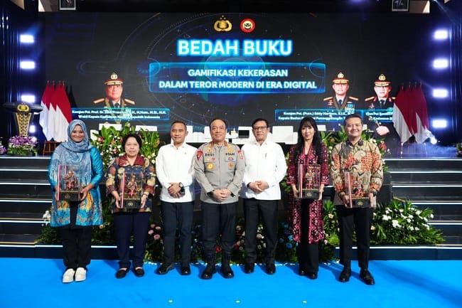 Kepala Detasemen Khusus 88 Antiteror Polri, Irjen Pol. Sentot Prasetyo menjadi narasumber pada bedah buku “Gamifikasi Kekerasan dalam Teror Modern di Era Digital” di Jakarta, Rabu (20/5/2026).
