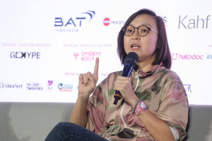 Wakil Menteri Ekonomi Kreatif, Irene Umar, saat menjadi pembicara dalam Mastermind Panel ‘IP is Indonesia’s Next Oil’ pada Manager Fest 2026 di Garuda Spark Innovation Hub, FX Sudirman, Jakarta, Sabtu (16/5/2026). Foto: Dok. Kemenekraf
