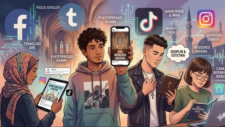 Gen Z memproduksi dan mencari konten bermuatan agama melalui media sosial (Foto: AI)