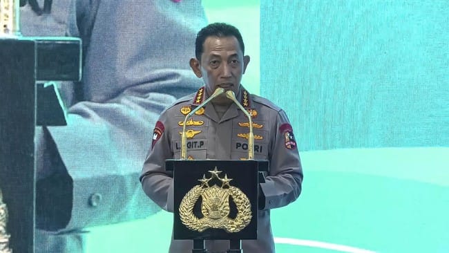 Kapolri Jenderal Listyo Sigit Prabowo saat memberi sambutan di Jakarta beberapa waktu lalu. (Tangkapan layar Youtube Sekretariat Presiden)