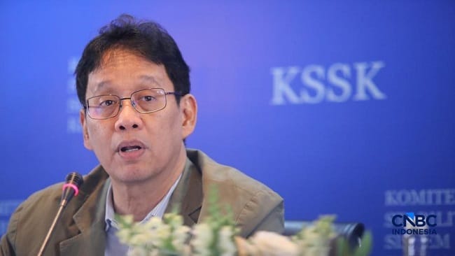 Foto: Menteri Keuangan (Menkeu), Purbaya Yudhi Sadewa menyampaikan pemaparan saat konferensi pers hasil rapat berkala KSSK tahun 2026 di Bank Indonesia, Jakarta, Kamis (7/5/2026). (CNBC Indonesia/Faisal Rahman)