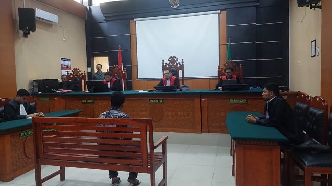 Persidangan perkara perdagangan kulit harimau di PN Kutacane, Kabupaten Aceh Tenggara, Selasa (23/6/2026).
