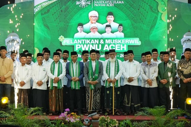 Pengurus Besar Nahdlatul Ulama (PBNU) melantik 119 pengurus Pengurus Wilayah Nahdlatul Ulama (PWNU) Aceh masa khidmat 2026-2031 di Hotel Grand Aceh Syariah, Lamdom, Banda Aceh, Sabtu (27/6/2026) malam.