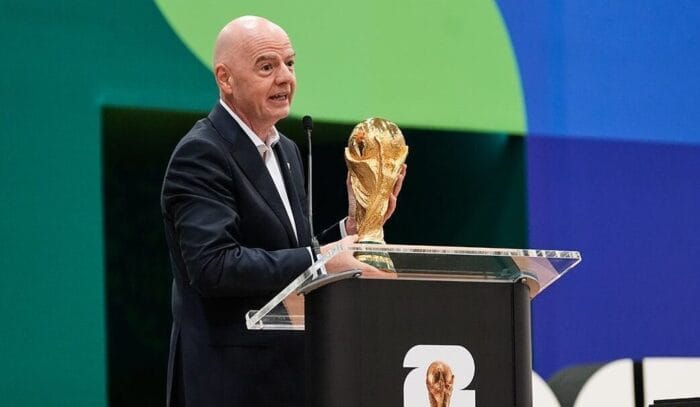 Presiden FIFA, Gianni Infantino dalam pembukaan International Broadcast Center, 1 Juni 2026 lalu. Foto: AP Photo Presiden FIFA, Gianni Infantino dalam pembukaan International Broadcast Center, 1 Juni 2026 lalu. Foto: AP Photo