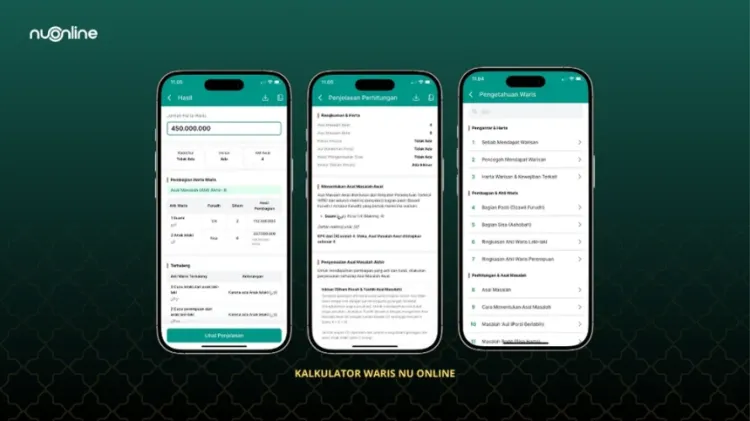Contoh tampilan Kalkulator Waris NU Online. FOTO/NU Online