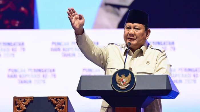 Prabowo Subianto Presiden Prabowo Subianto menyampaikan pidatonya pada Puncak Peringatan Hari Koperasi ke-79 Tahun 2026 yang digelar di Indonesia Arena, Jakarta, Minggu (12/7/2026). Foto: BPMI Setpres