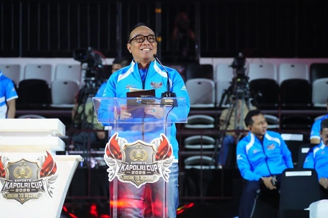Ketua Umum Indonesia Esports Association (IESPA) Ibnu Riza menyampaikan sambutan dalam pembukaan E-Sports Kapolri Cup 2026 di Indonesia Arena, Jakarta, Sabtu (8/8/2026). FOTO/IST Ketua Umum Indonesia Esports Association (IESPA) Ibnu Riza menyampaikan sambutan dalam pembukaan E-Sports Kapolri Cup 2026 di Indonesia Arena, Jakarta, Sabtu (8/8/2026). FOTO/IST
