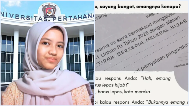 Wafa Ahdina, calon mahasiswa Program Studi Kedokteran Fakultas Kedokteran Militer Universitas Pertahanan (Unhan) RI, mengungkap alasan memilih mengundurkan diri setelah dinyatakan lolos seleksi. Wafa mengaku tidak bersedia melepas hijab dan memilih melanjutkan pendidikan kedokteran di kampus lain. FOTO/Instagram @pawnotes Wafa Ahdina, calon mahasiswa Program Studi Kedokteran Fakultas Kedokteran Militer Universitas Pertahanan (Unhan) RI, mengungkap alasan memilih mengundurkan diri setelah dinyatakan lolos seleksi. Wafa mengaku tidak bersedia melepas hijab dan memilih melanjutkan pendidikan kedokteran di kampus lain. FOTO/Instagram @pawnotes