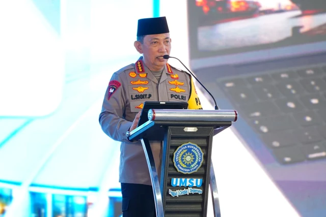 Kapolri dalam acara Pengenalan Kehidupan Kampus bagi Mahasiswa Baru (PKKMB) UMSU 2026. Dok. Polri Kapolri dalam acara Pengenalan Kehidupan Kampus bagi Mahasiswa Baru (PKKMB) UMSU 2026. Dok. Polri