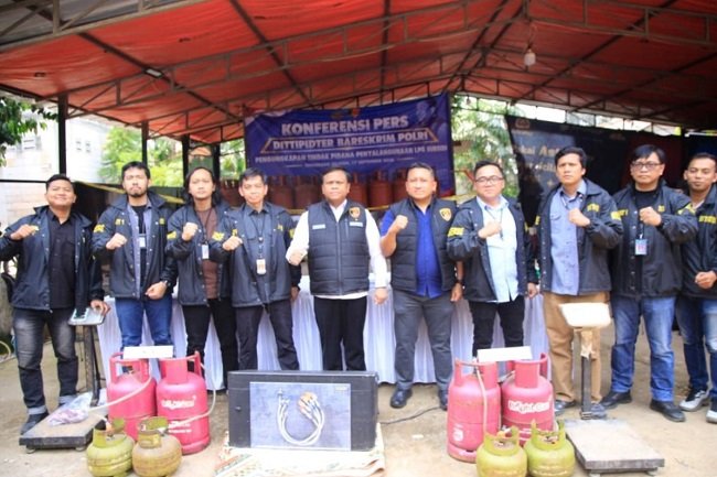 Dittipidter Bareskrim Polri ungkap penyalahgunaan LPG subsidi di Tangerang Selatan. (Foto: Arsip Polri)