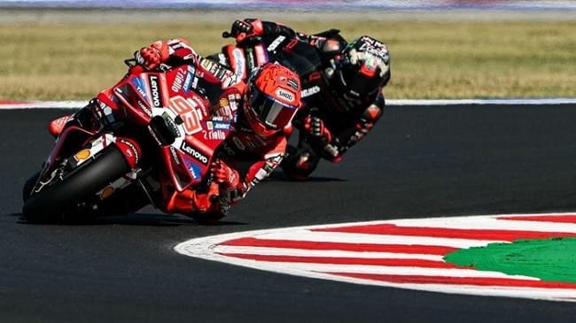 Marc Marquez menangi Sprint Race MotoGP San Marino 2026. (Foto: AFP/ANDREAS SOLARO) Marc Marquez menangi Sprint Race MotoGP San Marino 2026. (Foto: AFP/ANDREAS SOLARO)