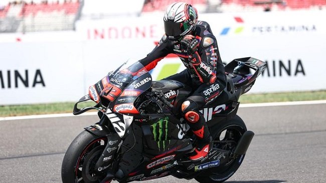 Momen Marco Bezzecchi di kualifikasi MotoGP Mandalika 2026. (Foto: Getty Images/Robertus Pudyanto)